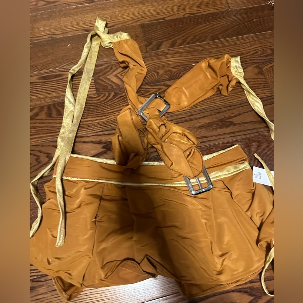 Gold and Wraparound top and skirt